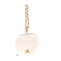 Lambskin Quilted CC Mini In Love Heart Bag Charm White