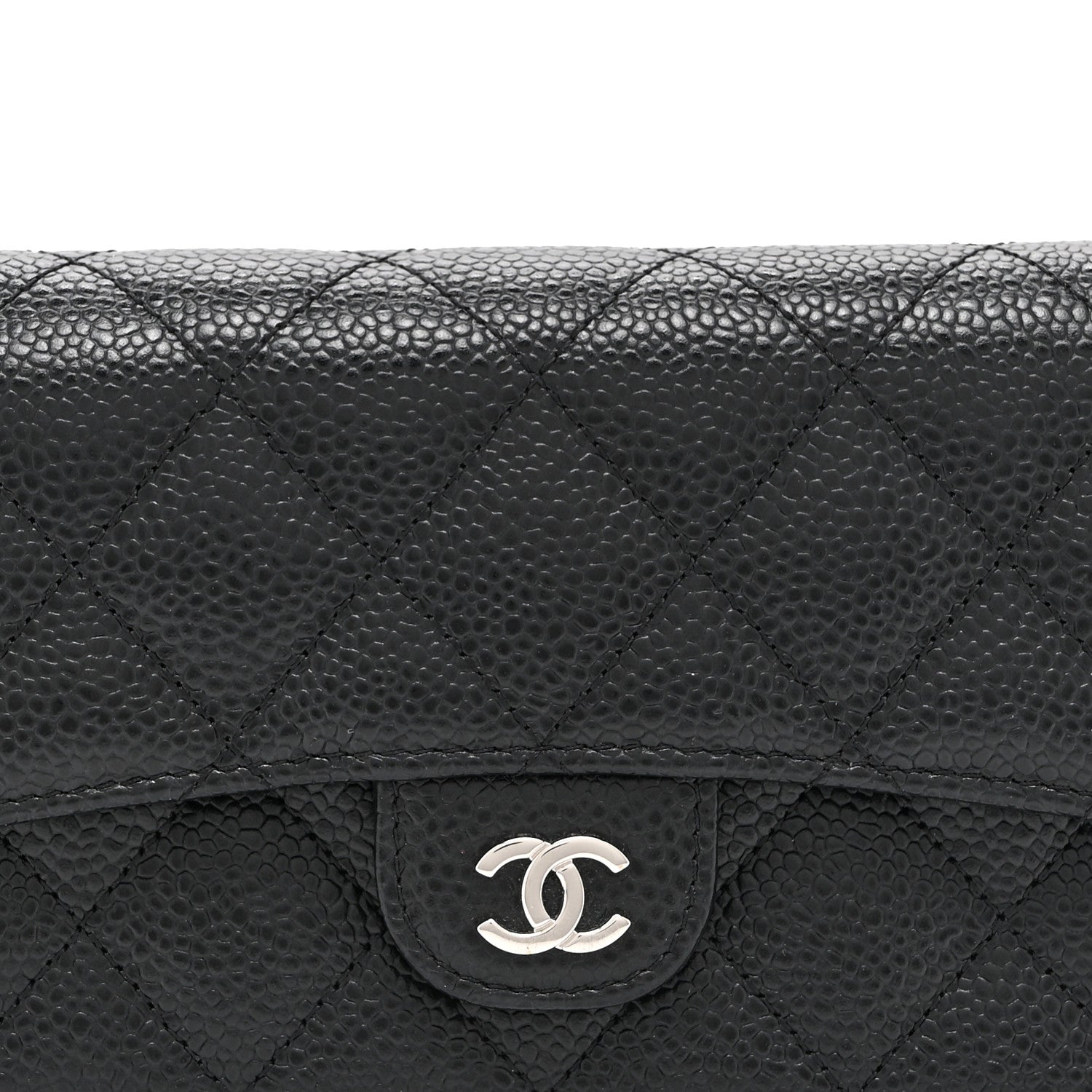 Caviar Quilted Medium Flap Wallet Black