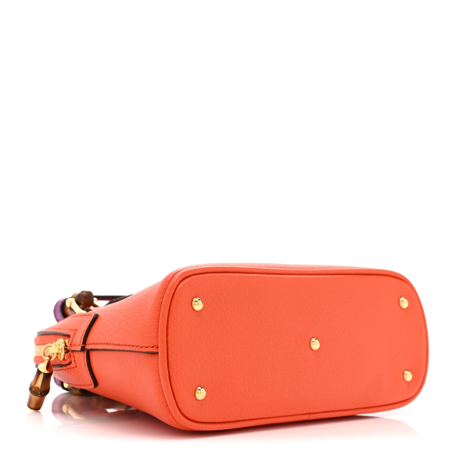 Gucci Textured Dollar Calfskin Mini Diana Dome Tote Bag Deep Orange Spicy Cyclamin