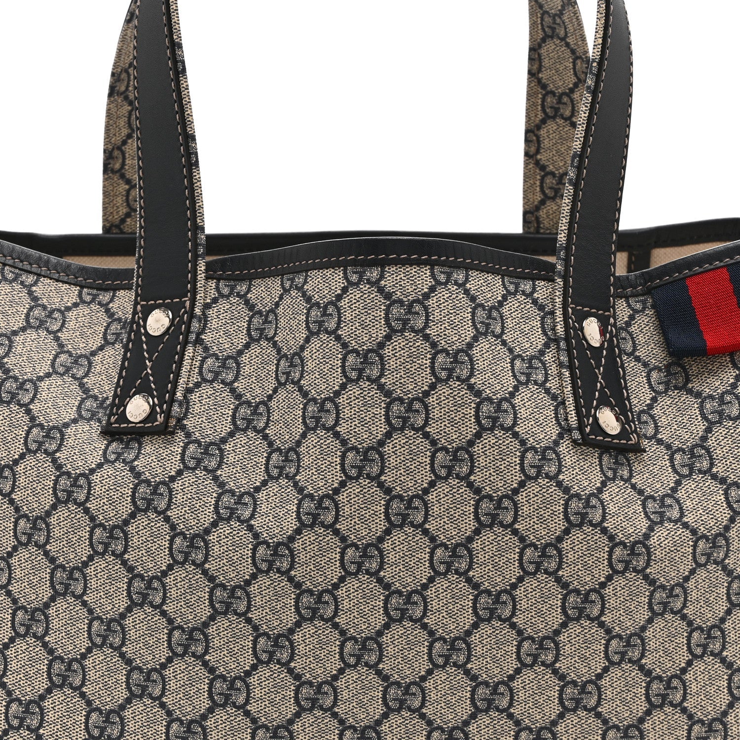 Gucci GG Plus Monogram Medium Signature Web Loop Tote Navy