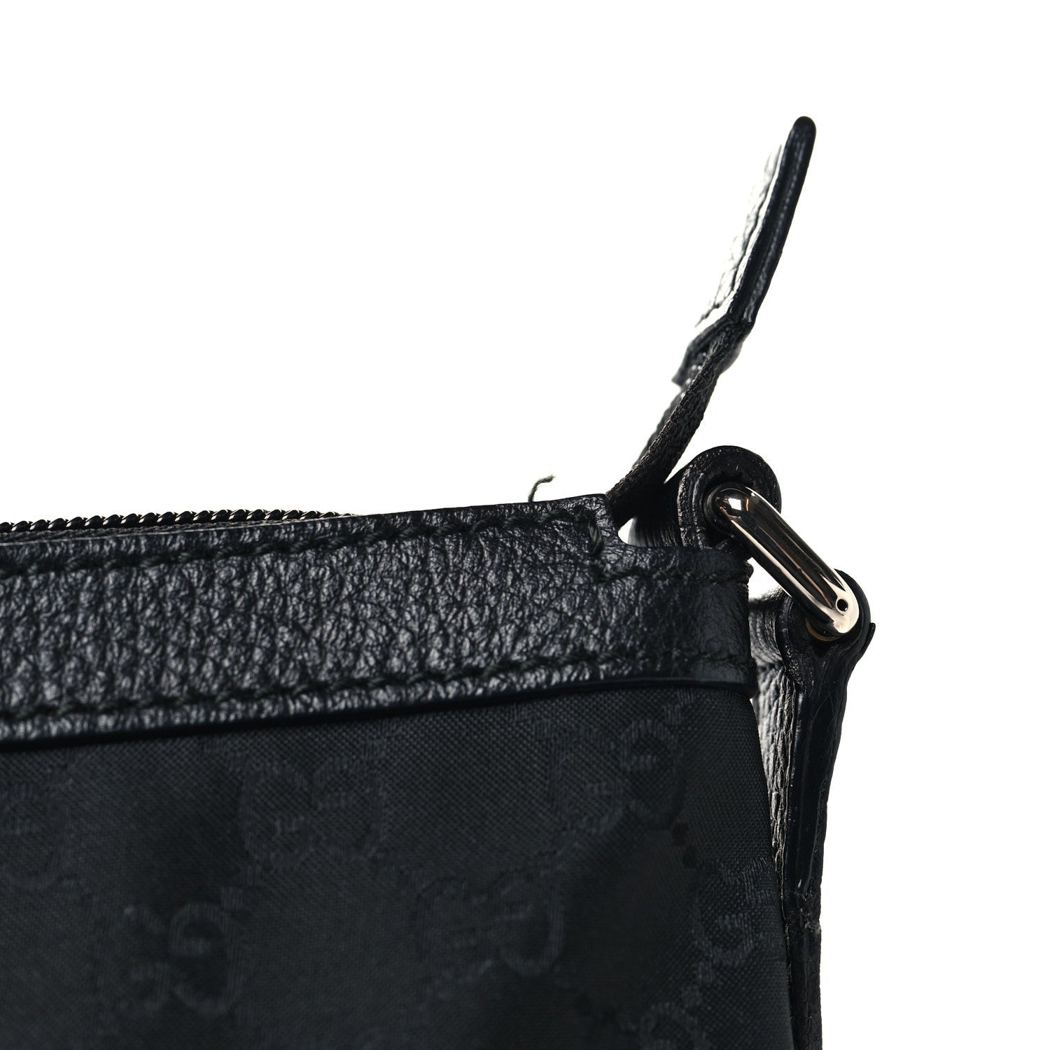 Gucci Denim Monogram Large Half Moon Hobo Black