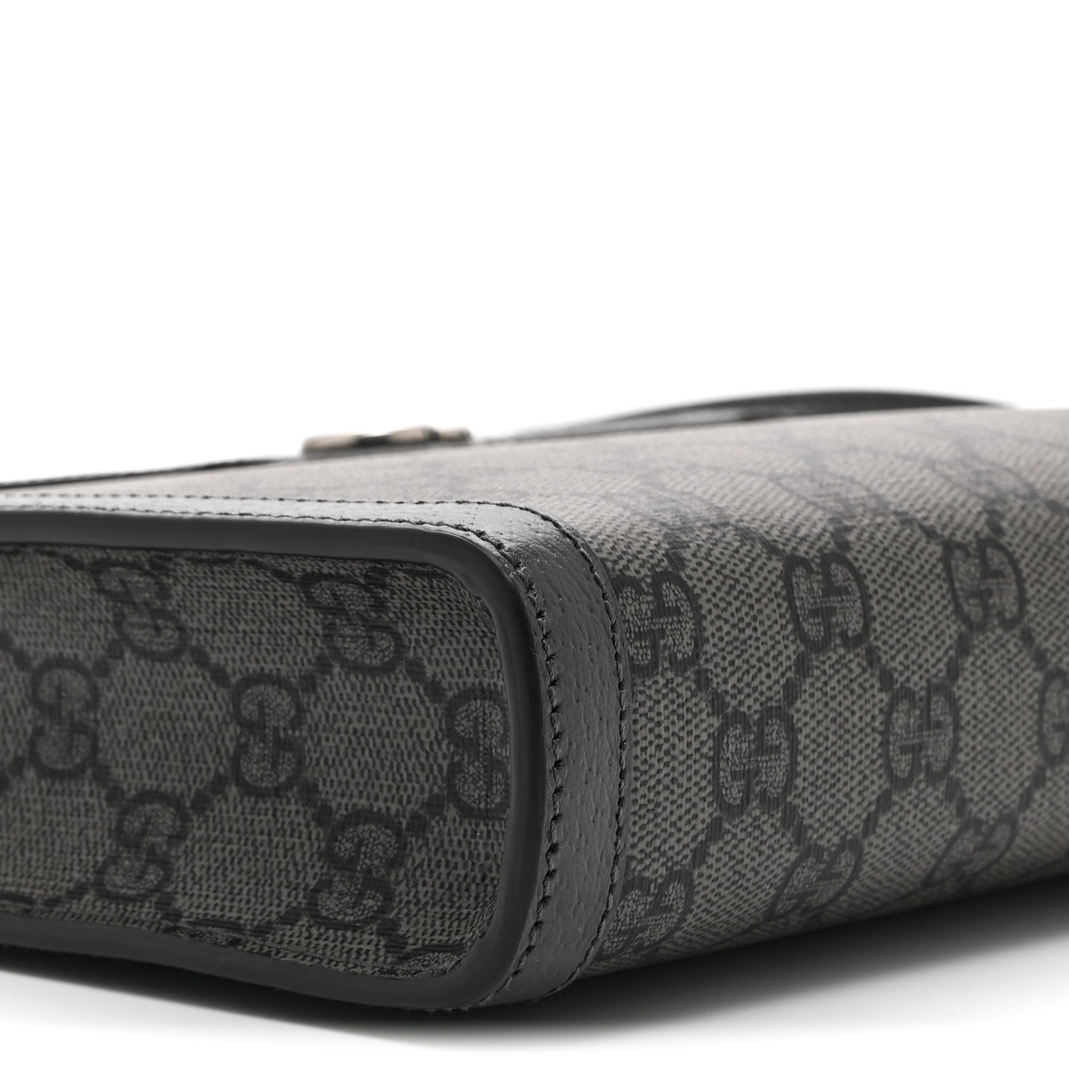 Gucci GG Supreme Monogram Textured Dollar Calfskin Web Small Ophidia Shoulder Bag  Grey Black Graphite Grey