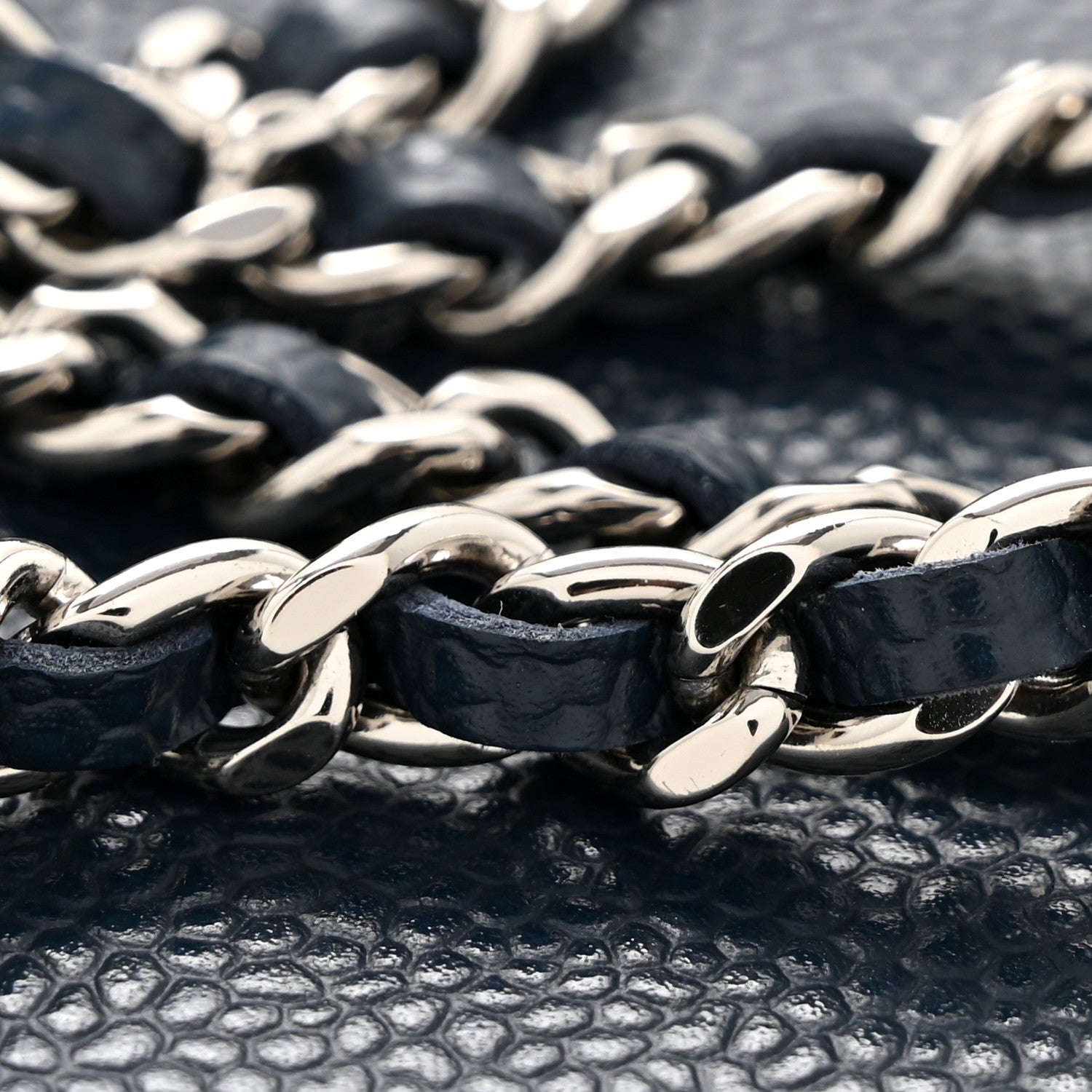 Chanel Caviar Timeless CC Wallet on Chain WOC Navy Blue