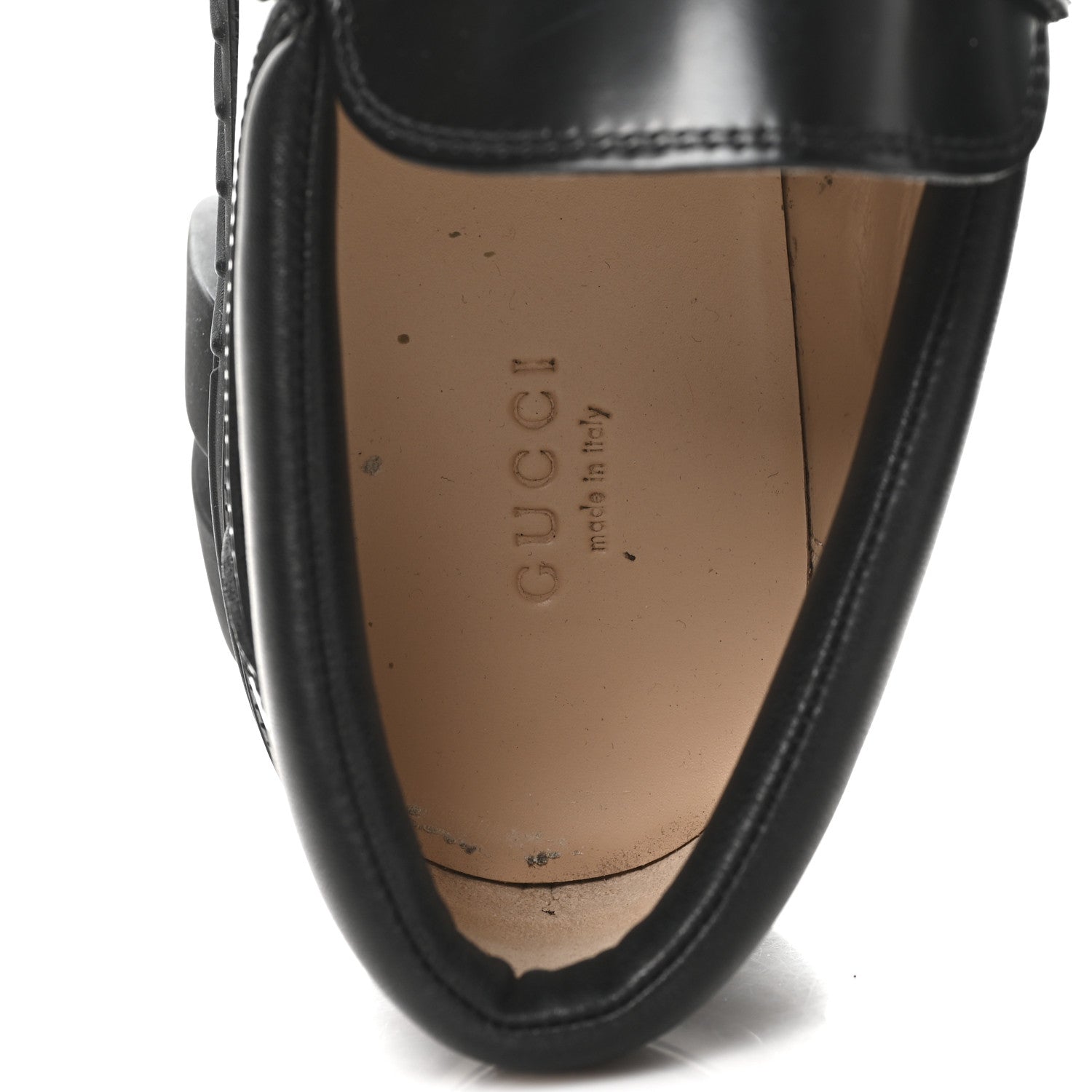 Gucci Magnum Calfskin Nappa Samoa Womens Horsebit Platform Chunky Lug Sole 40mm Loafers 40 Black