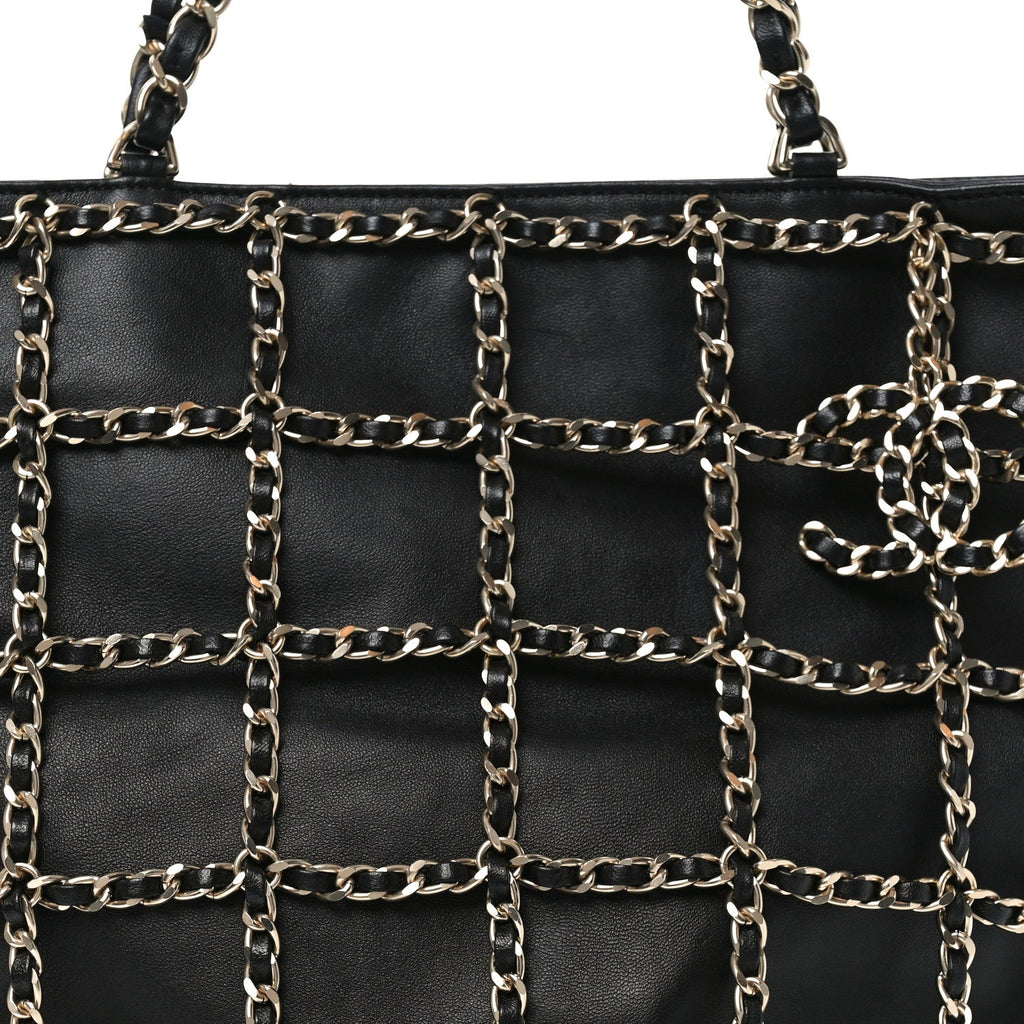 Chanel Lambskin Large Shopping Chain Tote Black