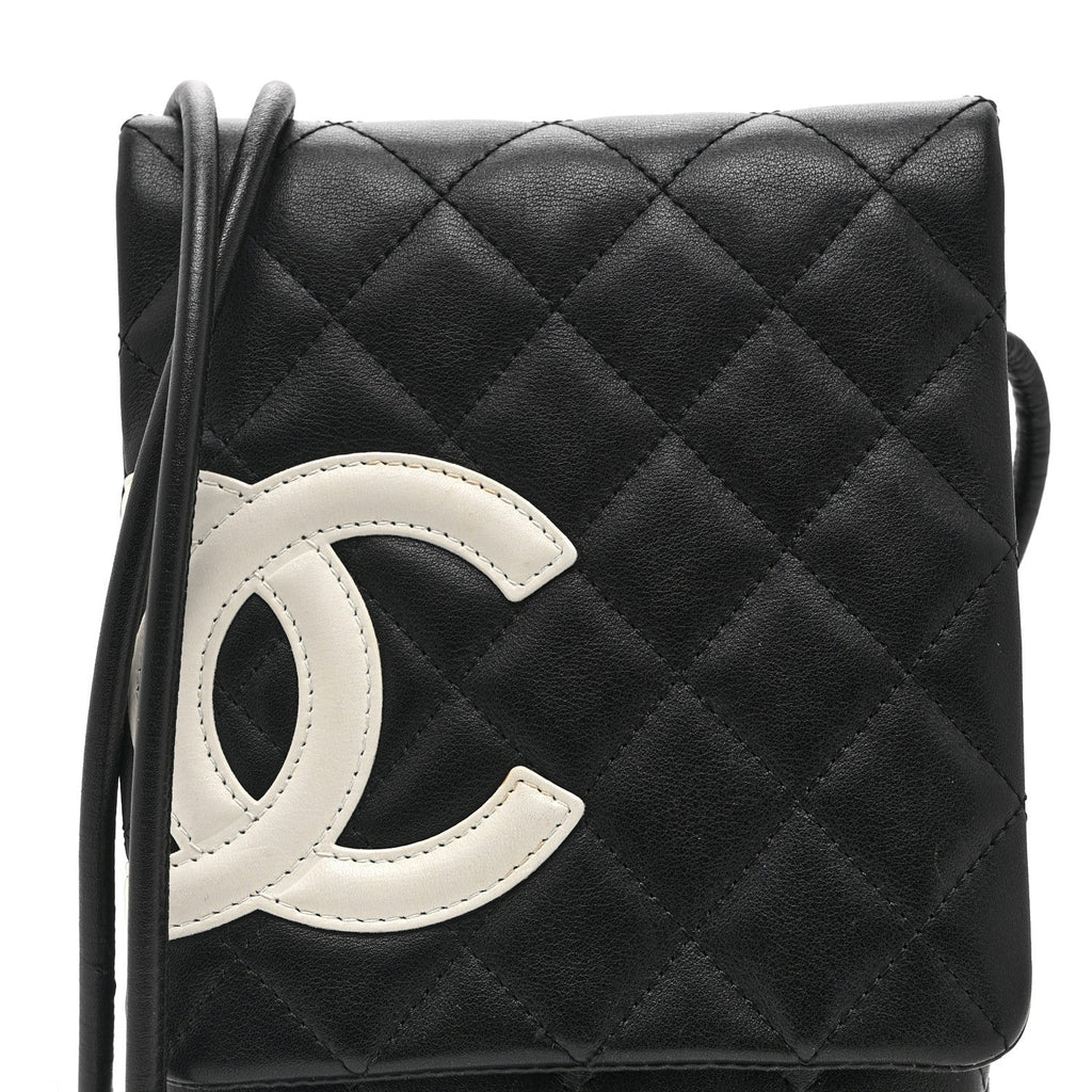 Chanel Calfskin Quilted Cambon Crossbody Messenger Black White