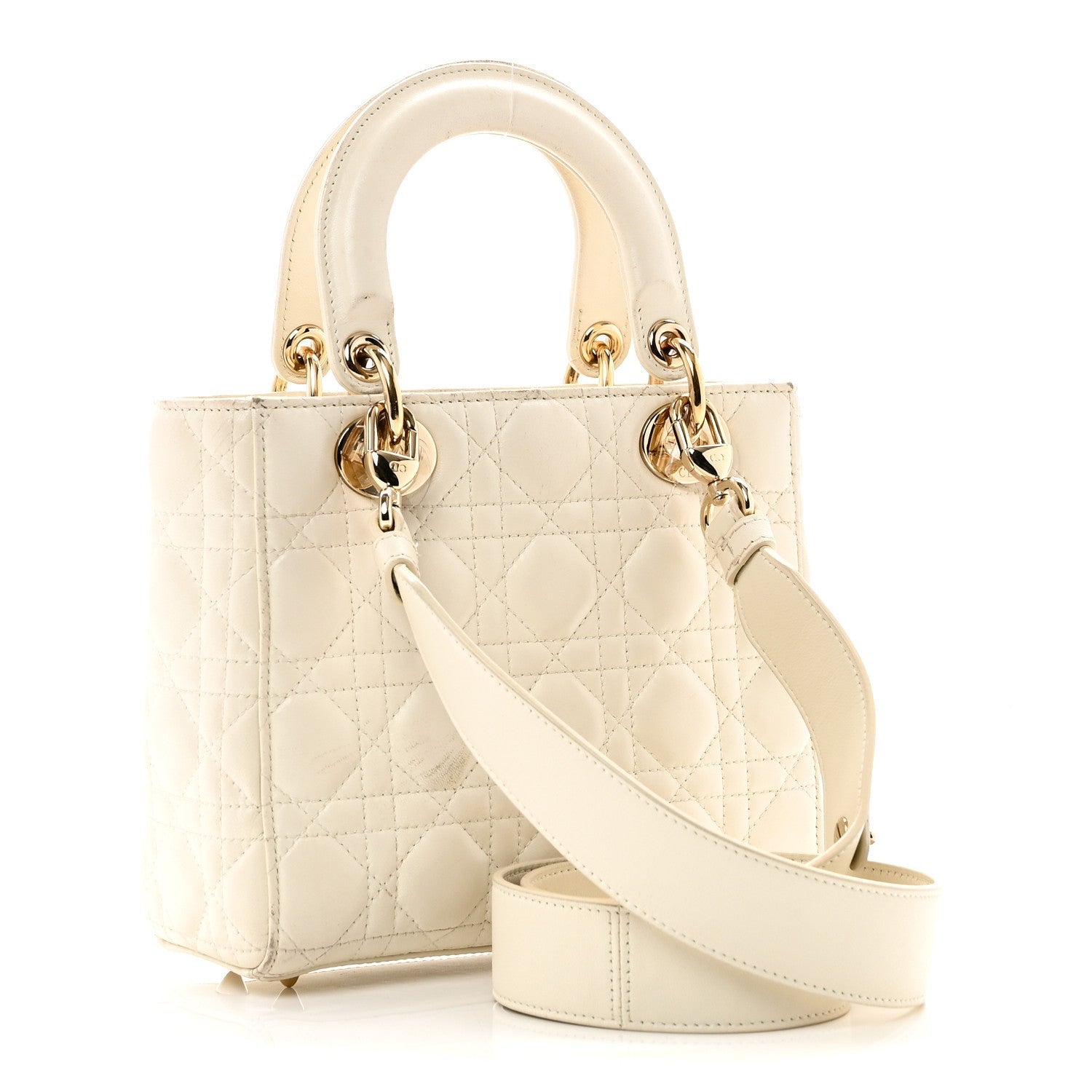 Christian Dior Lambskin Cannage Small My ABCDior Lady Dior White