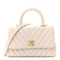 Chanel Calfskin Chevron Quilted Mini Coco Handle Flap Rose Pale