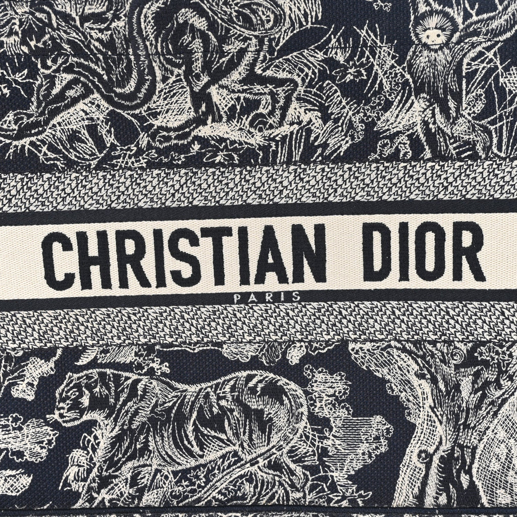 Christian Dior Canvas Embroidered Medium Dioriviera Toile De Jouy Reverse Book Tote Blue