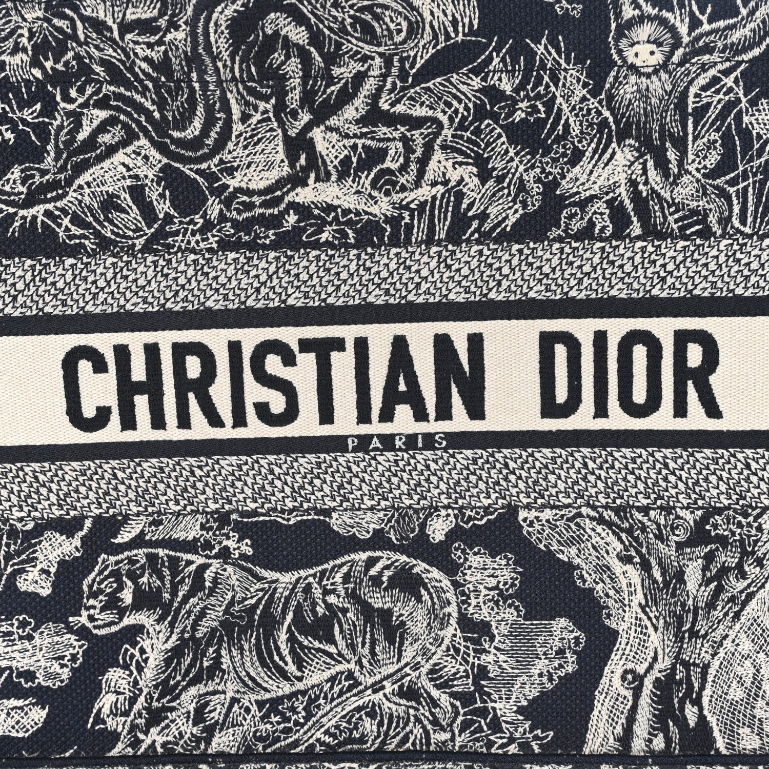Christian Dior Canvas Embroidered Medium Dioriviera Toile De Jouy Reverse Book Tote Blue