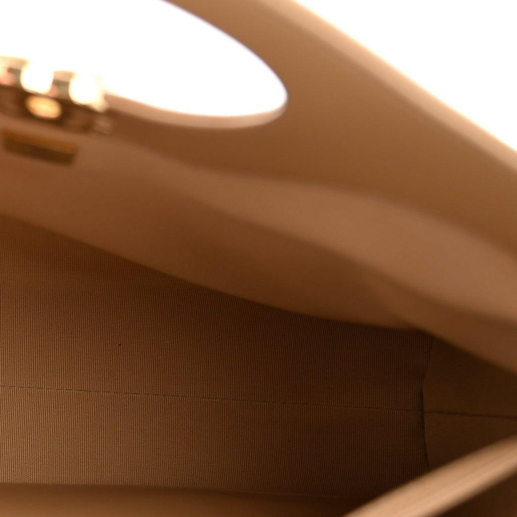 Chanel Shiny Crumpled Calfskin Quilted 31 Shopping Bag Dark Beige