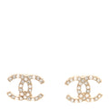 Pearl Crystal CC Earrings Light Gold