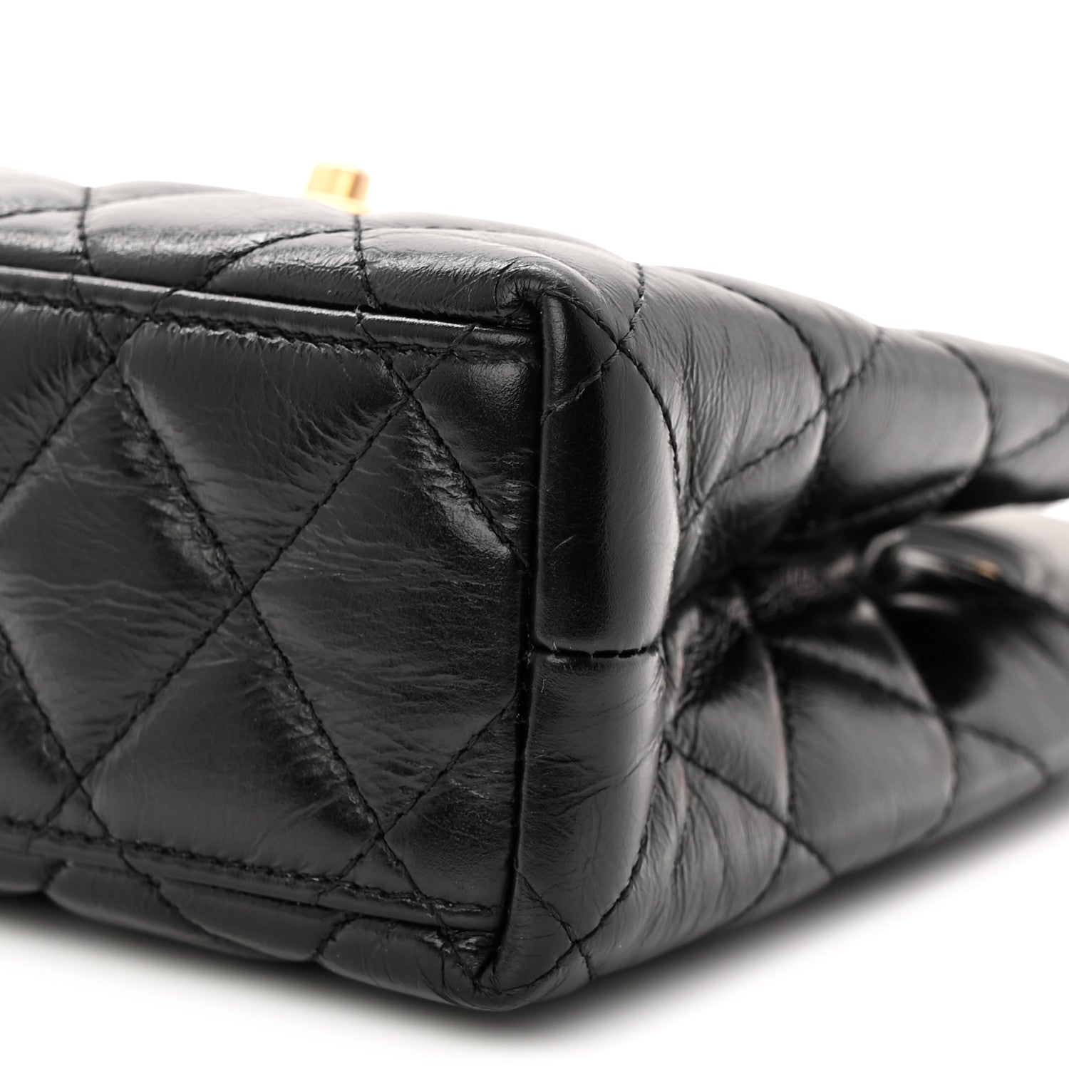 Chanel Shiny Aged Calfskin Quilted Nano Kelly Shopper Black
