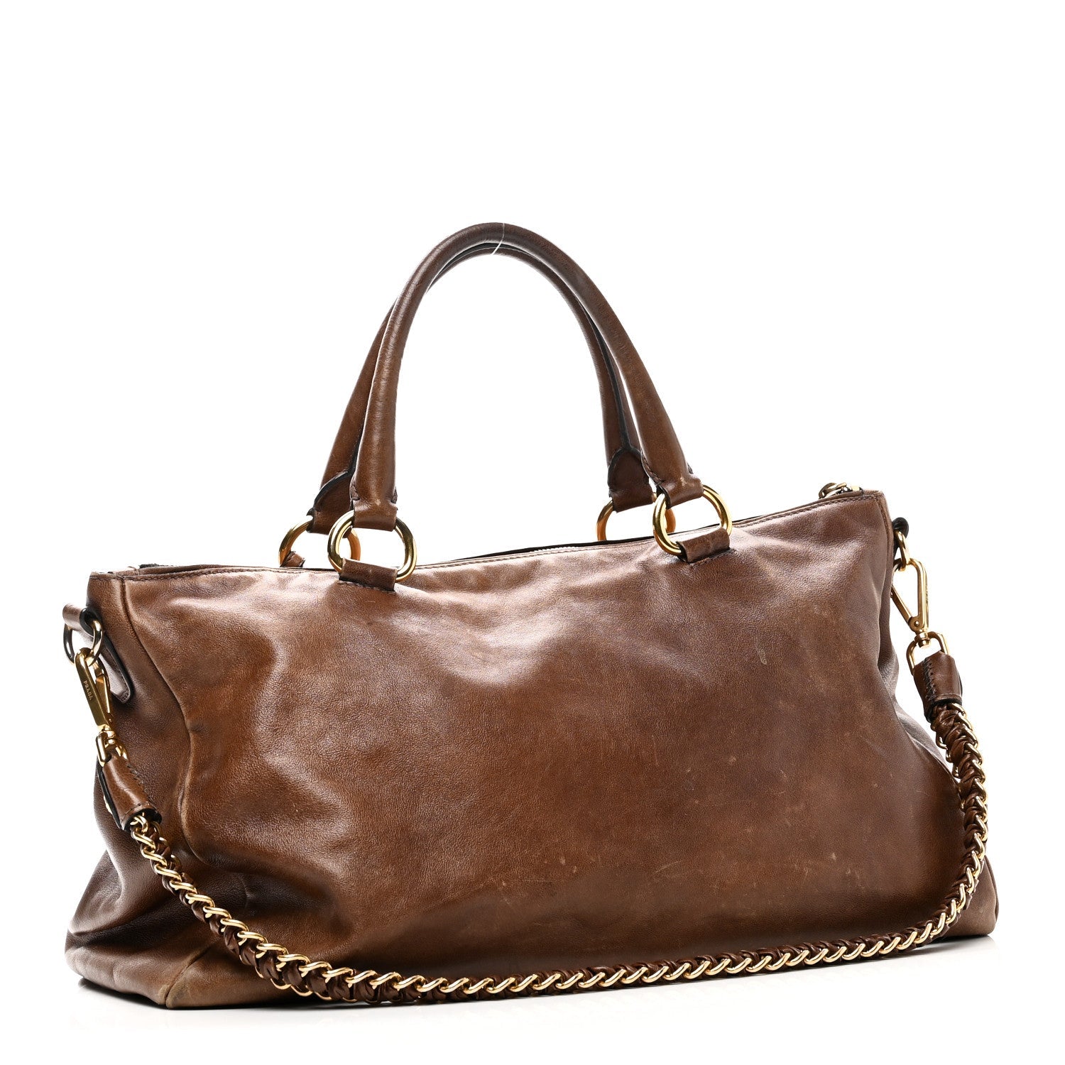 Prada Soft Calf Shopping Tote Brown