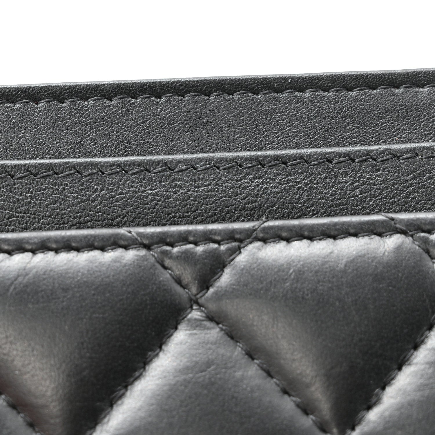 Aged Calfskin Quilted Lucky Charms Reissue Card Holder Black