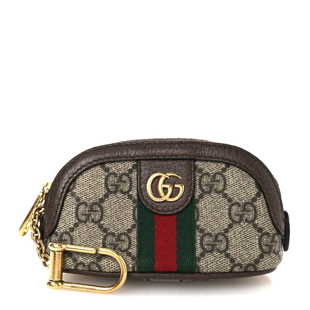 Gucci GG Supreme Monogram Web Ophidia Dome Key Pouch Beige New Acero