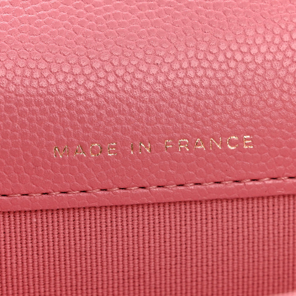 Caviar Quilted Flap Card Holder Wallet Pink