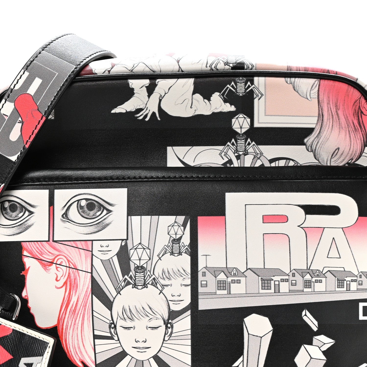 Prada X JAMES JEAN Vitello DNA Flat Messenger Bag Black