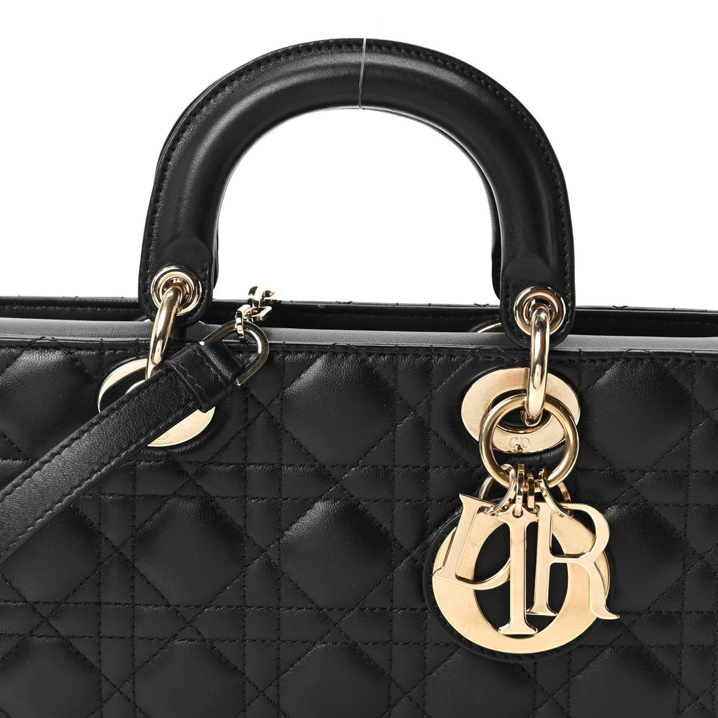 Christian Dior Lambskin Cannage Medium Lady D-Joy Black