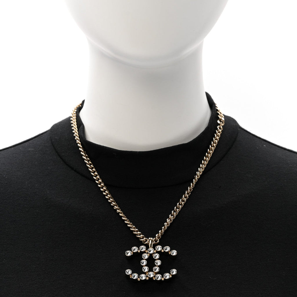 Crystal CC Pendant Necklace Gold