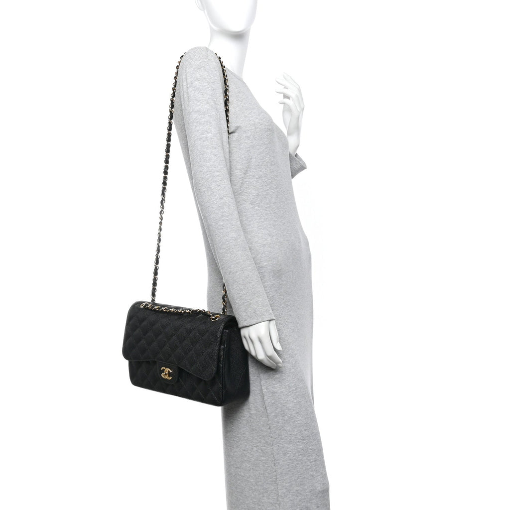 Chanel Caviar Quilted Jumbo Double Flap Black