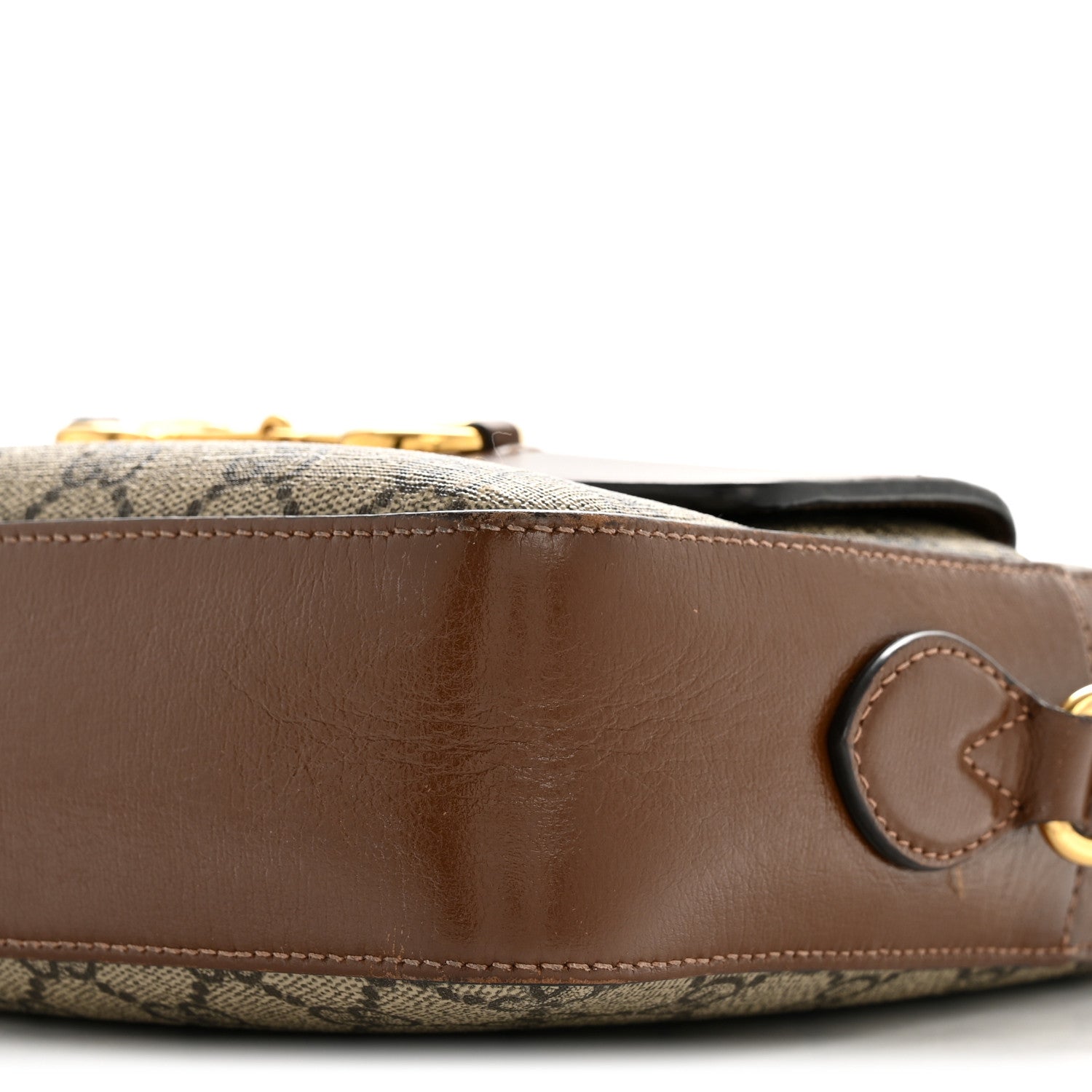 Gucci GG Supreme Monogram Small Horsebit 1955 Shoulder Bag Beige Brown Sugar