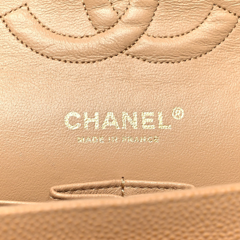 Chanel Caviar Quilted Medium Double Flap Beige