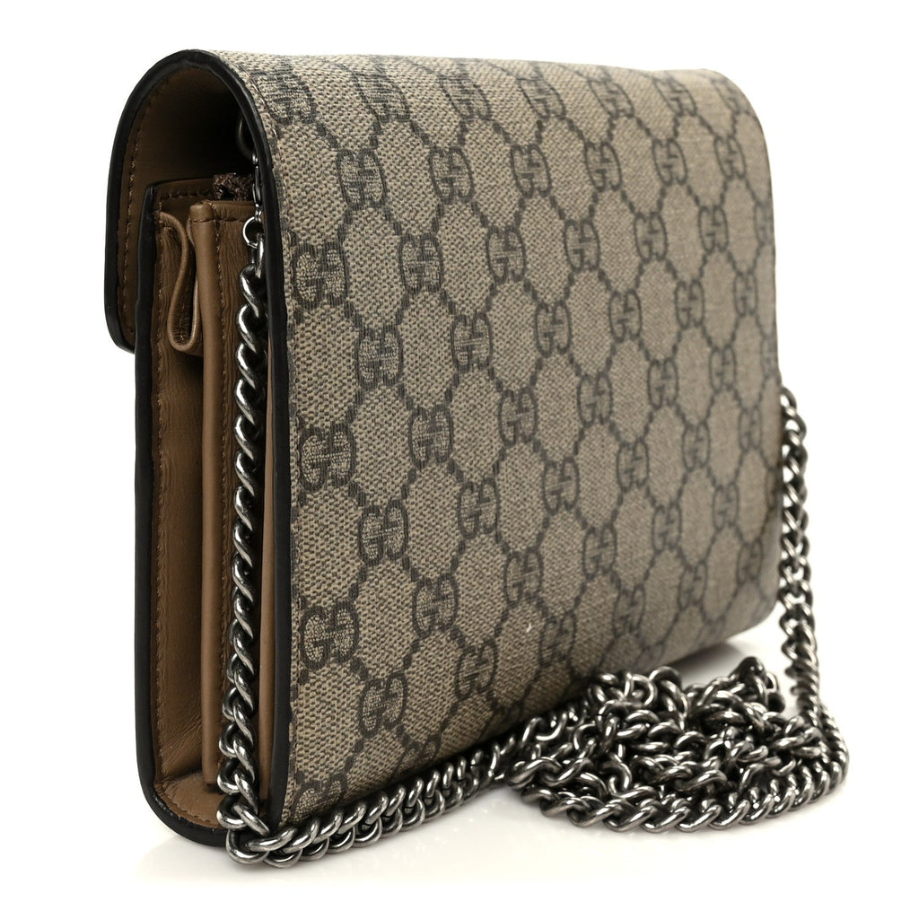 Gucci GG Supreme Monogram Mini Dionysus Chain Wallet Beige Taupe