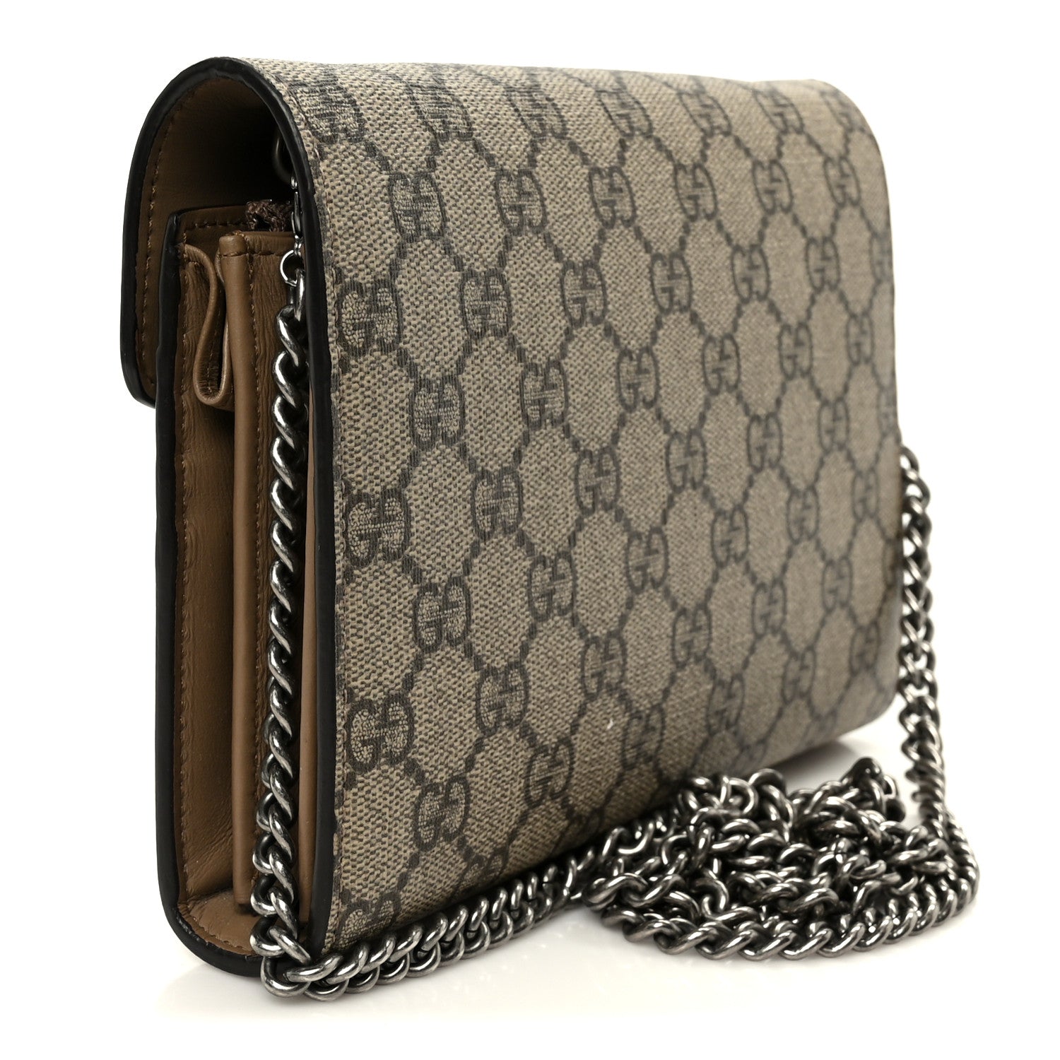 Gucci GG Supreme Monogram Mini Dionysus Chain Wallet Beige Taupe