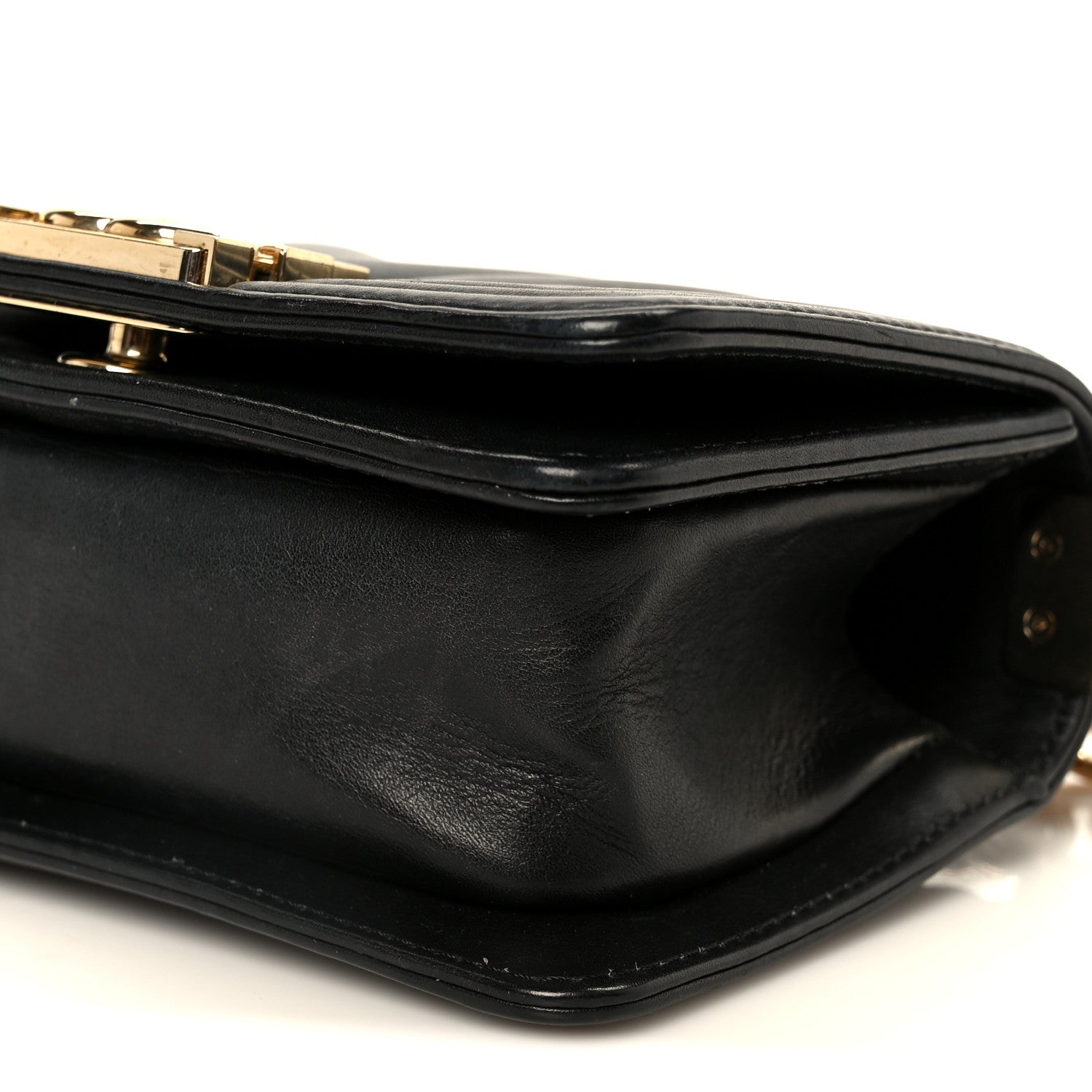 Chanel Lambskin Chevron Quilted Mini Boy Flap  Black