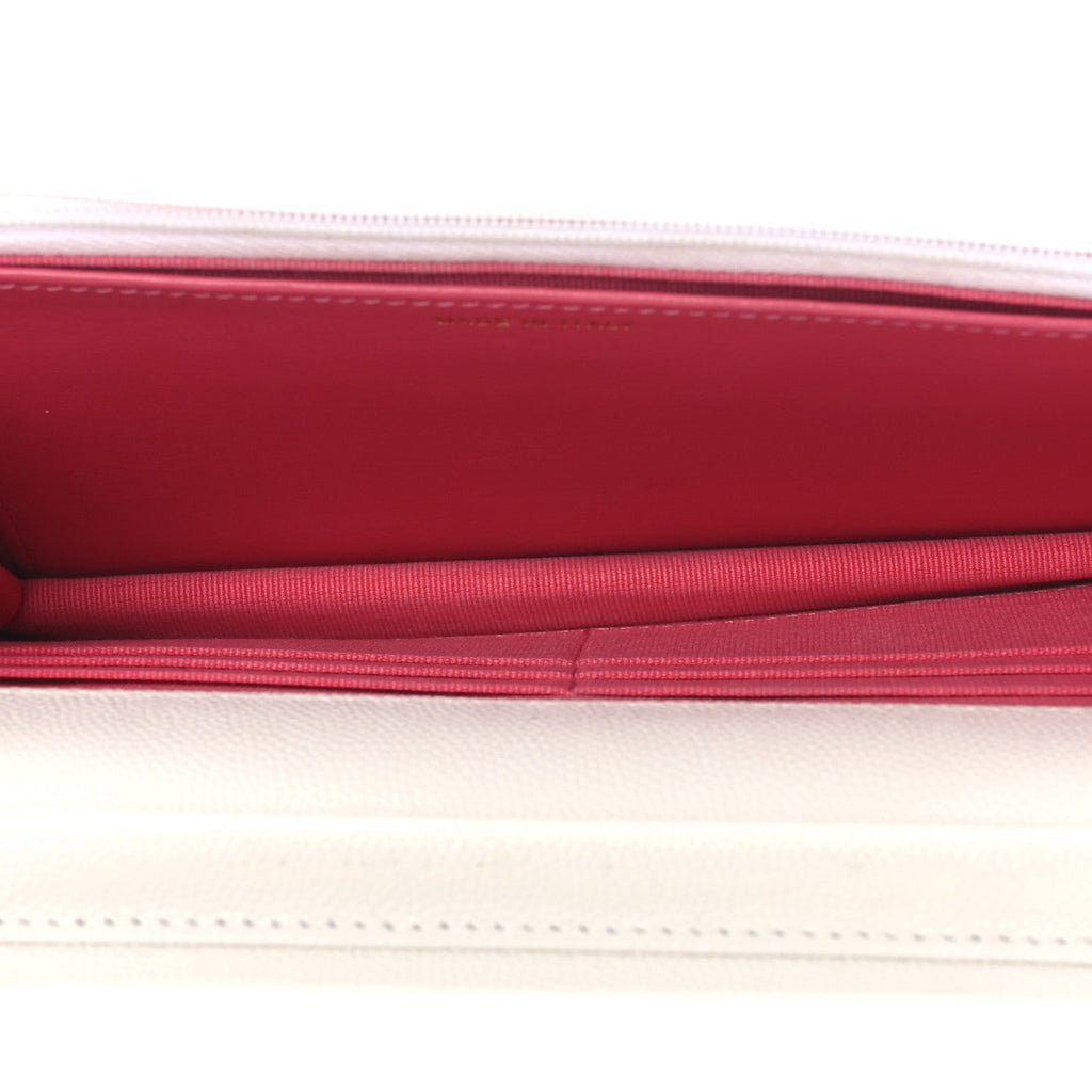 Chanel Caviar Quilted Perforated Metal CC Wallet On Chain WOC White