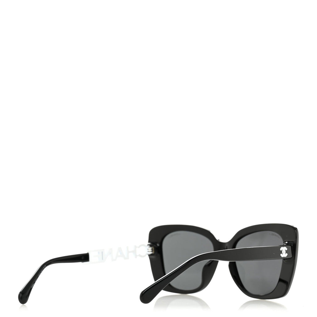 Acetate Strass Square Sunglasses 5422-B-A Black White