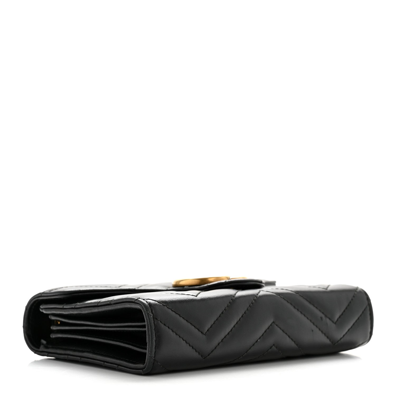 Gucci Calfskin Matelasse GG Marmont Chain Wallet Black