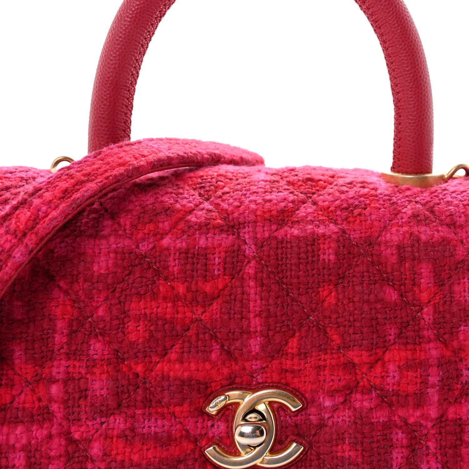 Chanel Tweed Mini Coco Handle Flap Fuchsia