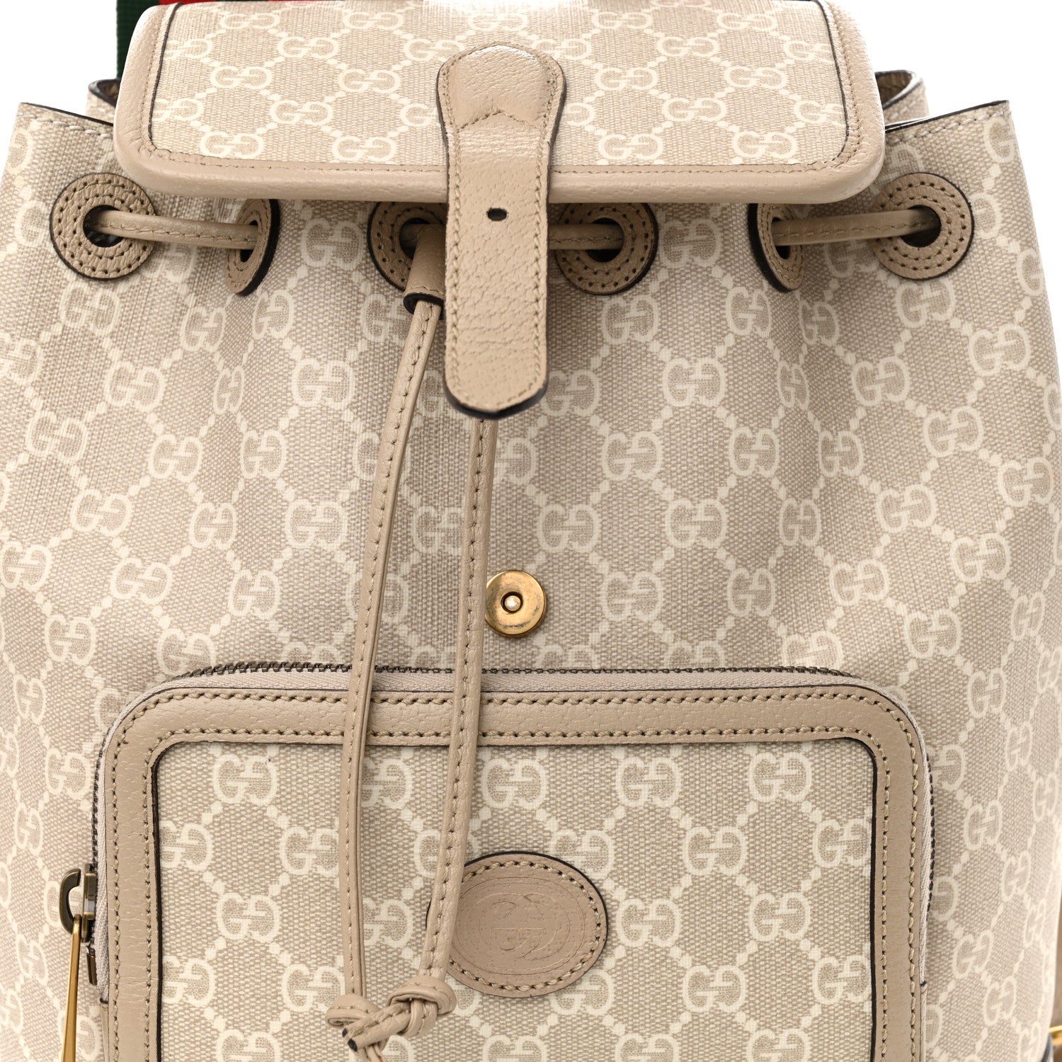 Gucci GG Supreme Monogram Azalea Calfskin Retro Interlocking G Buckle Backpack Beige Mystic White