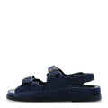 Chanel Velvet Velcro Dad Sandals 37.5 Blue