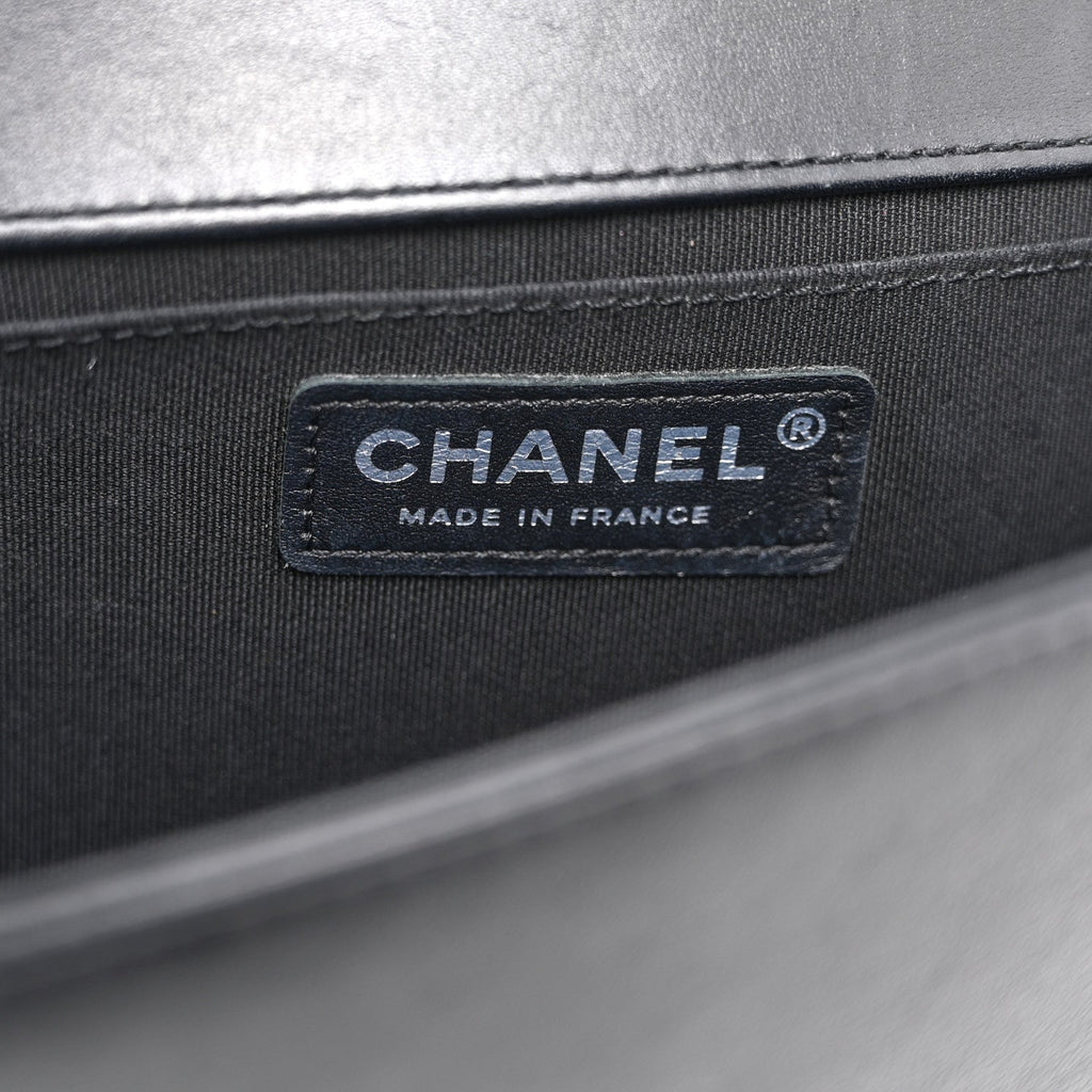 Chanel Calfskin Crystal Studded Quilted Medium Boy Flap  Black