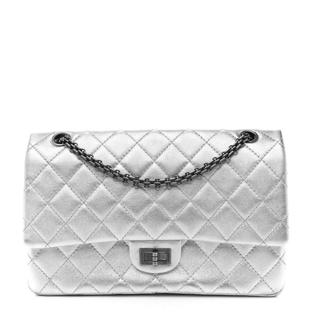 Chanel Metallic Lambskin Quilted 2.55 Reissue 226 Flap Silver