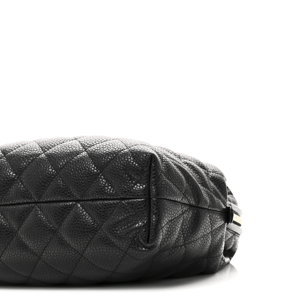 Chanel Shiny Caviar Quilted Large Bowling Bag Black