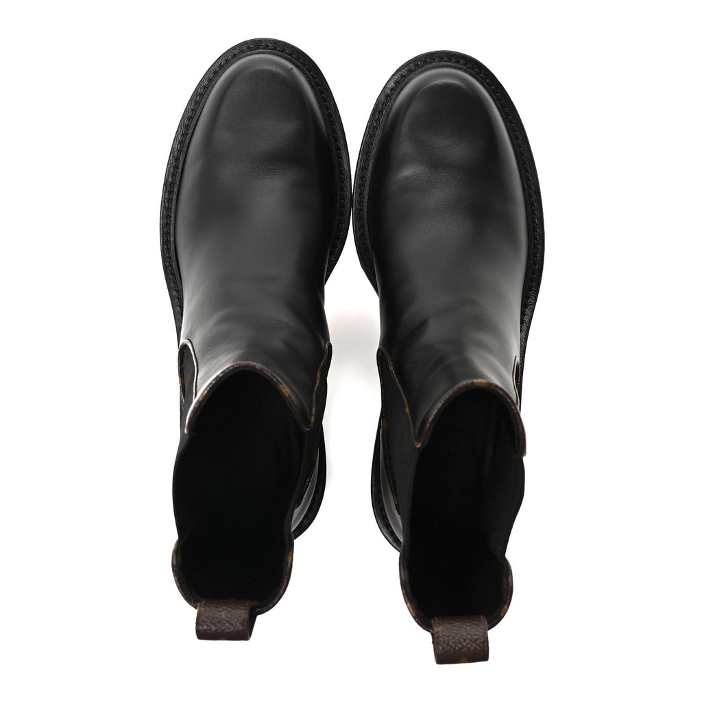 Louis Vuitton Calfskin Monogram Beaubourg Ankle Boots 39.5 Black