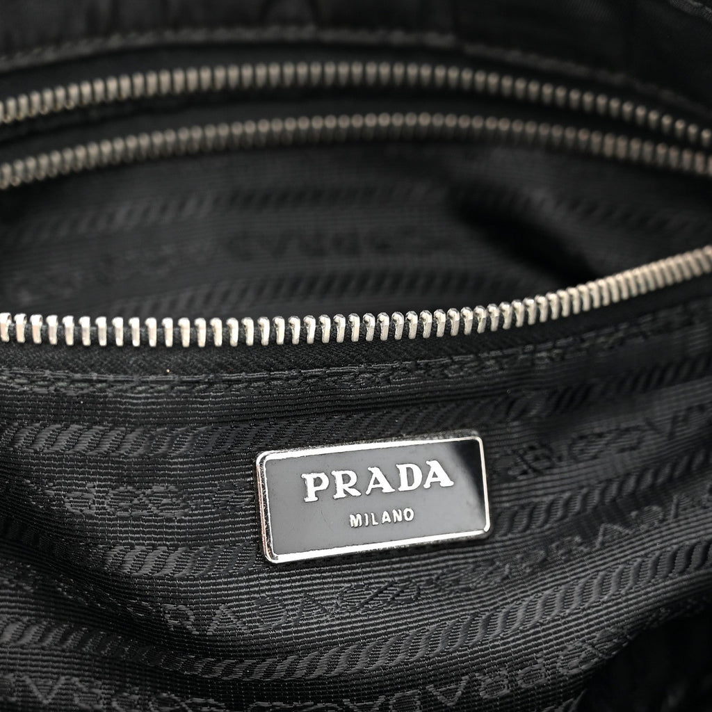Prada Tessuto Nylon Zip Convertible Tote Black