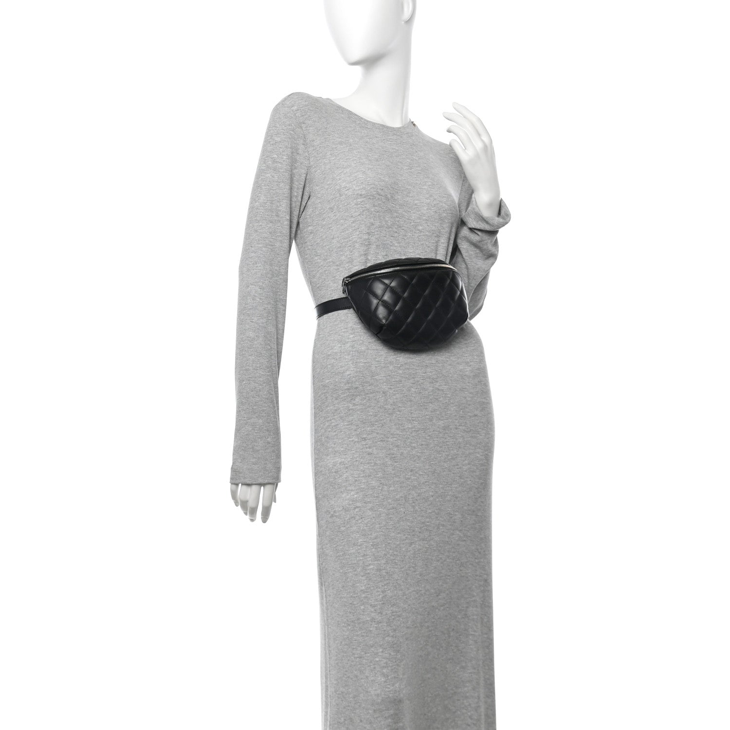 Chanel Calfskin Quilted Uniform Waist Belt Bag Black