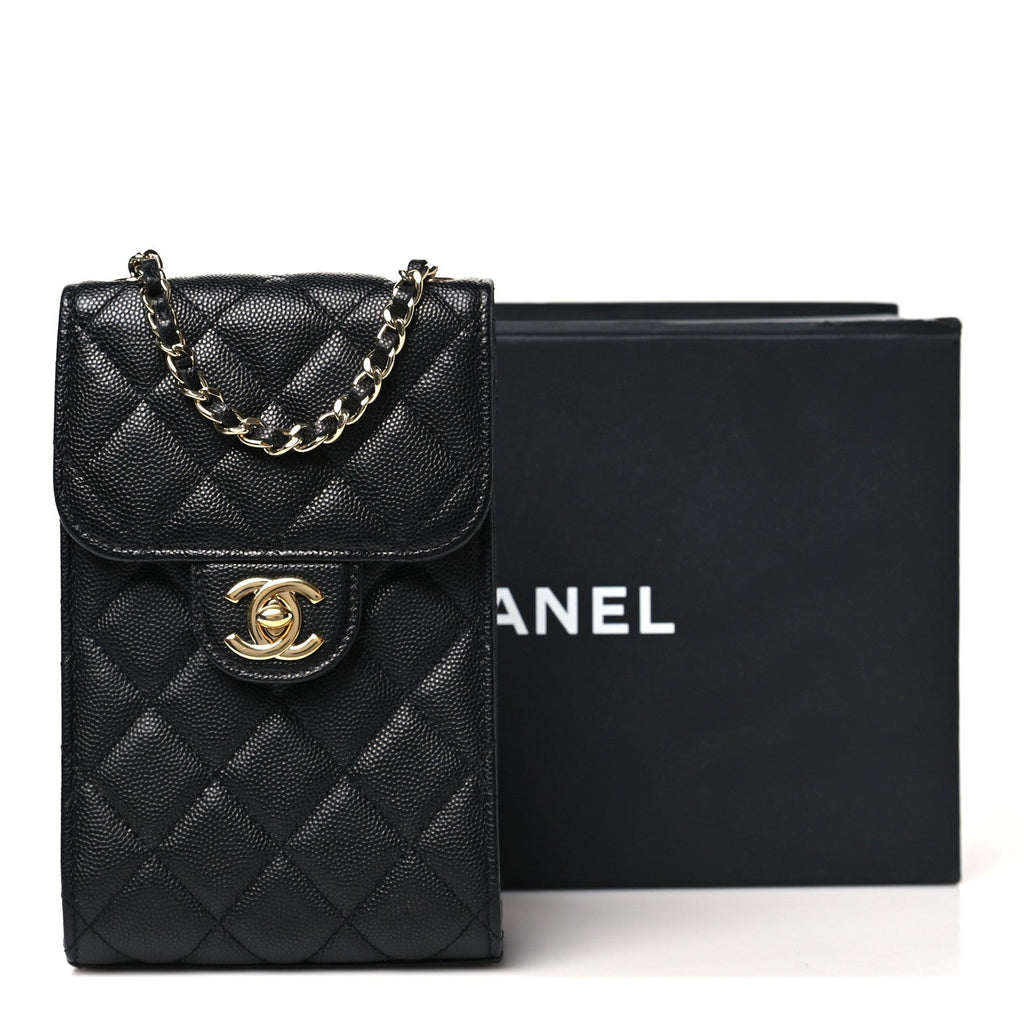 Chanel Caviar Quilted Classic Phone Holder Black