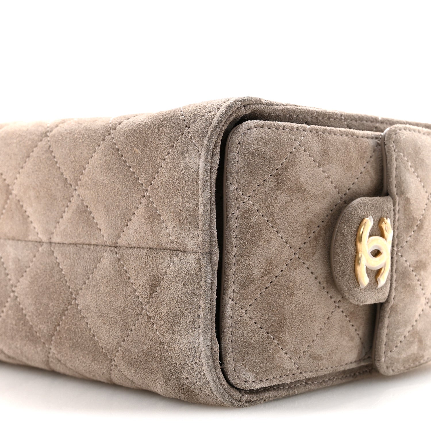 Chanel Suede Quilted Mini Chanel 25 Handbag Dark Grey