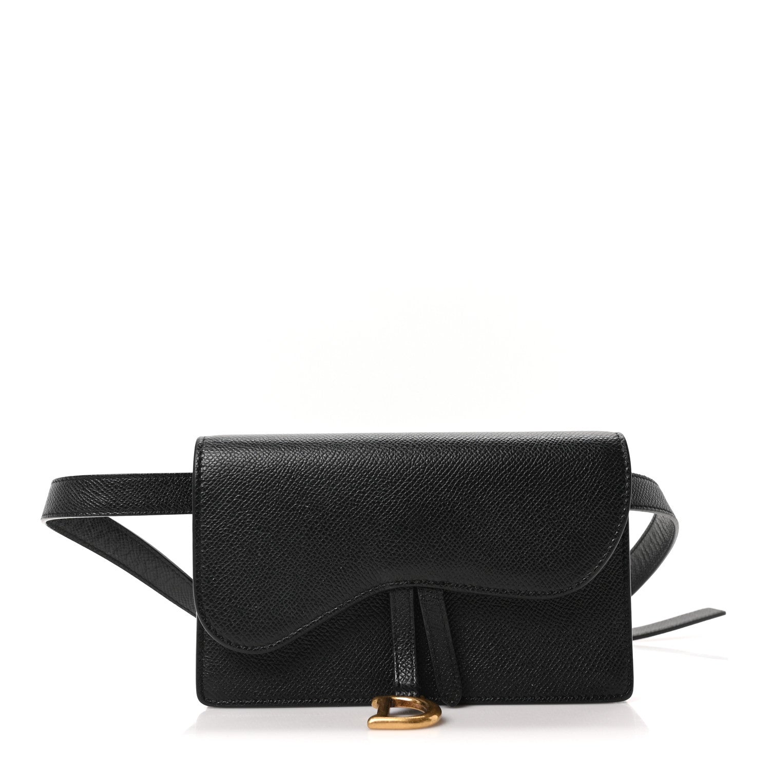 Christian Dior Grained Calfskin Saddle Belt Bag Black