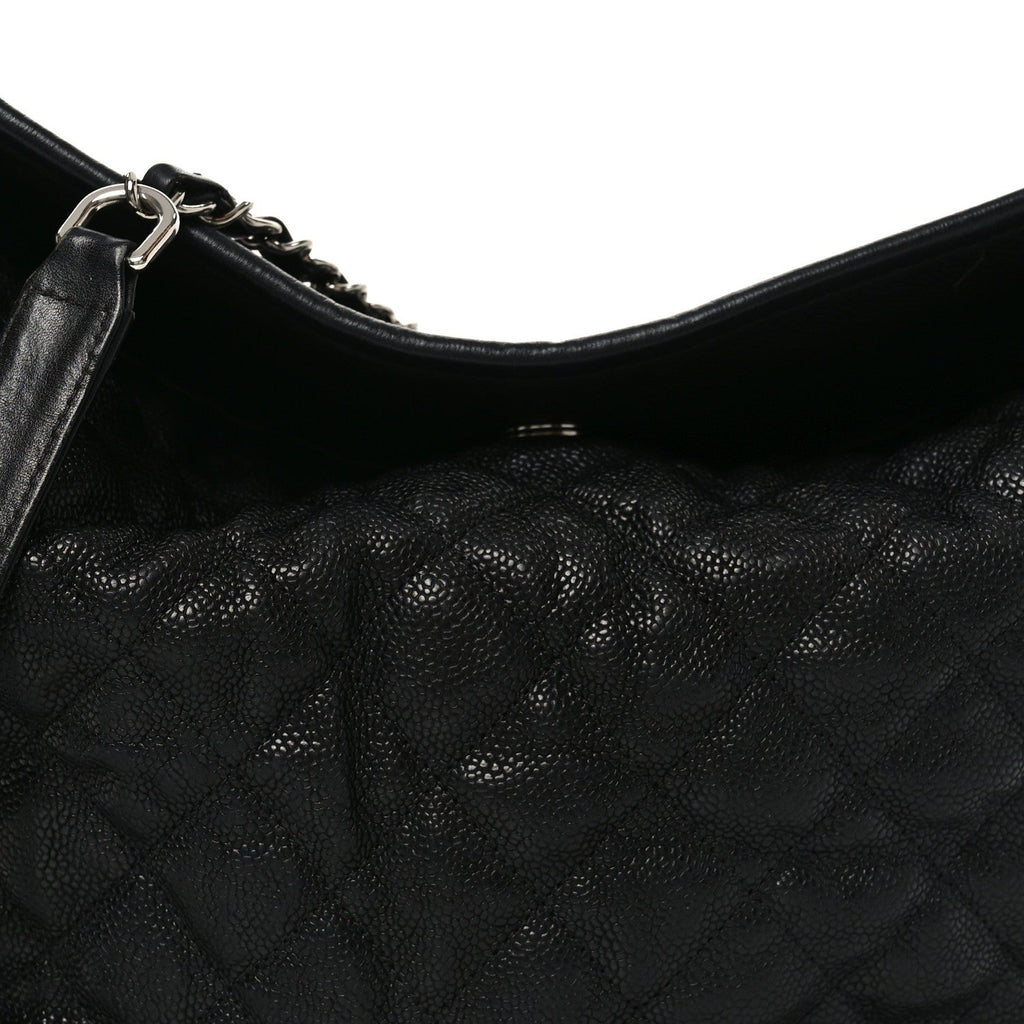 Chanel Caviar Quilted French Riviera Hobo Black