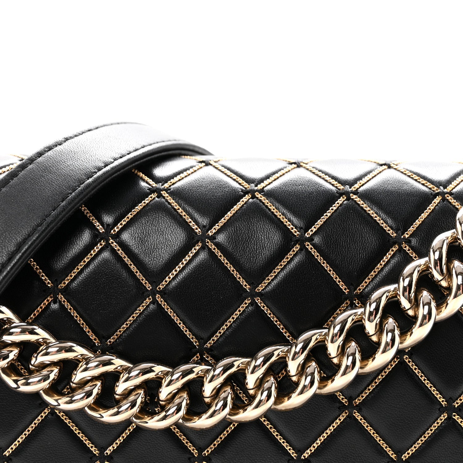 Chanel Lambskin Chain Quilted Medium Boy Flap Black