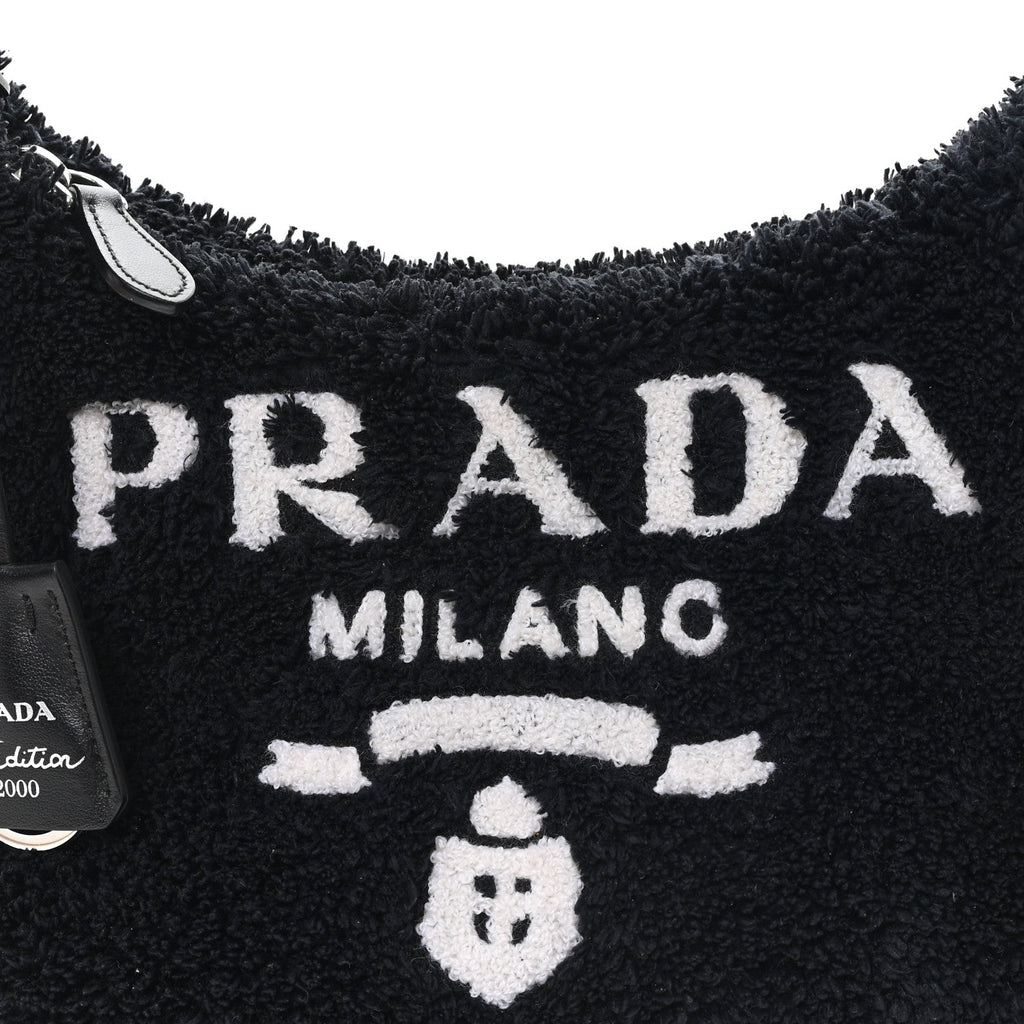Prada Terry Cloth Mini Re-Edition 2000 Bag Black White