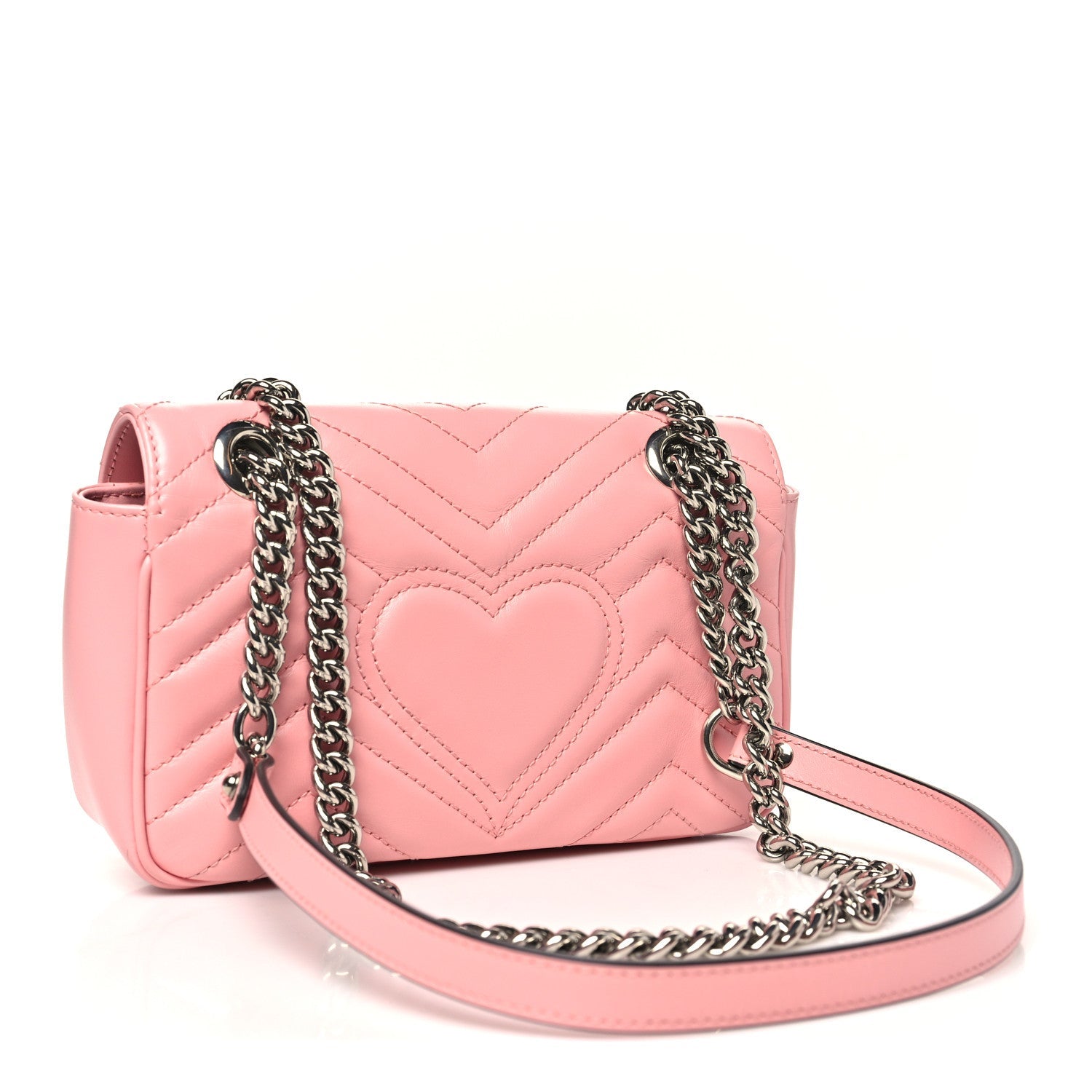 Gucci Calfskin Matelasse Mini GG Marmont Shoulder Bag  Wild Rose