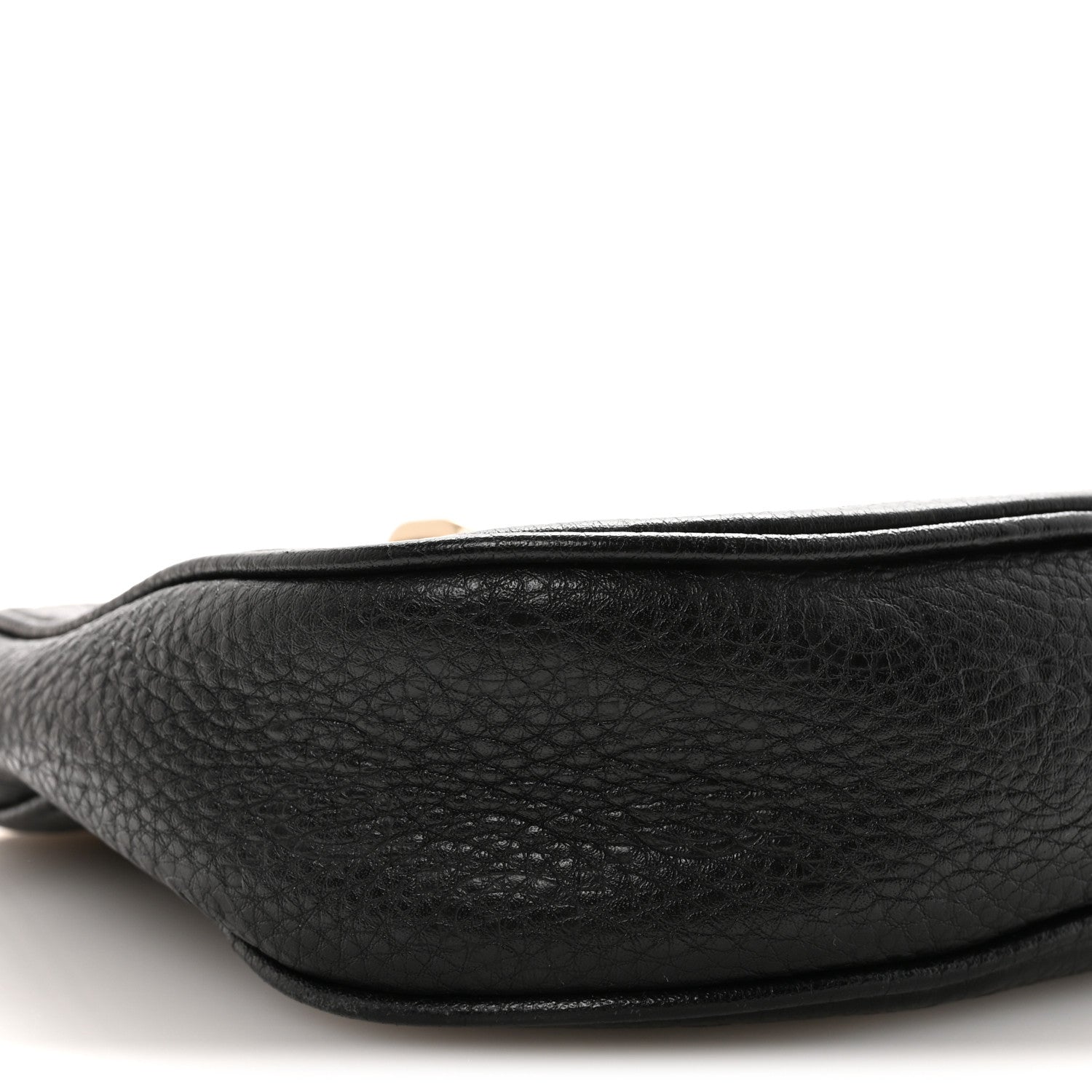 Gucci GG Grainy Calfskin Emblem Small Half Moon Shoulder Bag Black